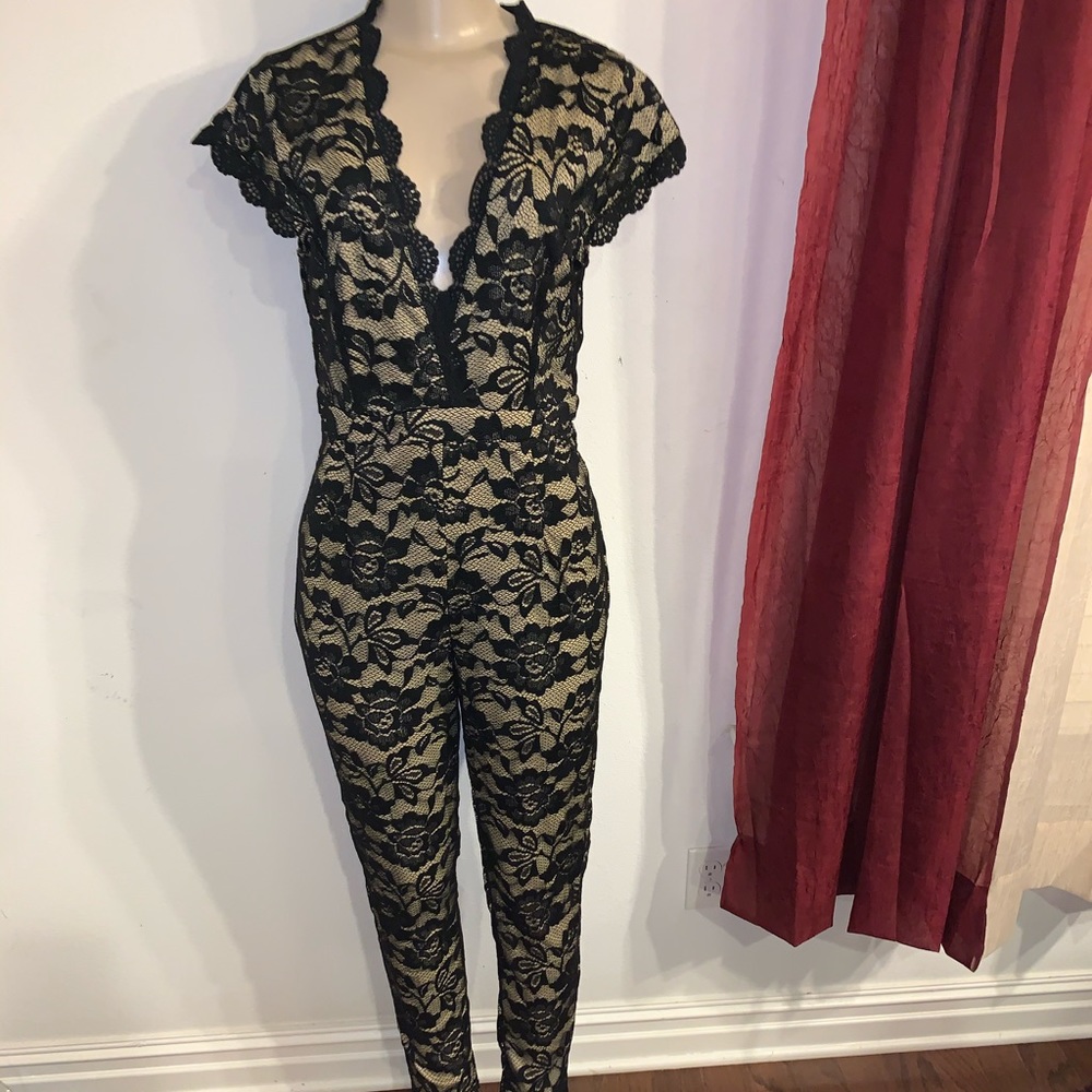 Black & Cream Lace All into One Jumper